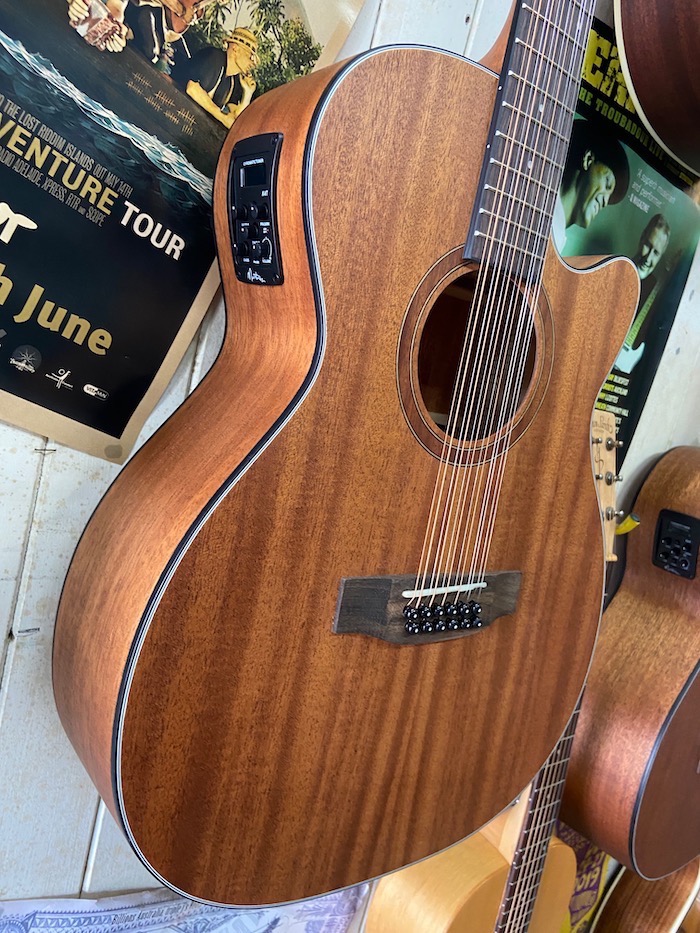 MARTINEZ 'Natural Series' 12 String Acoustic-Electric Cutaway Dreadnought Guitar